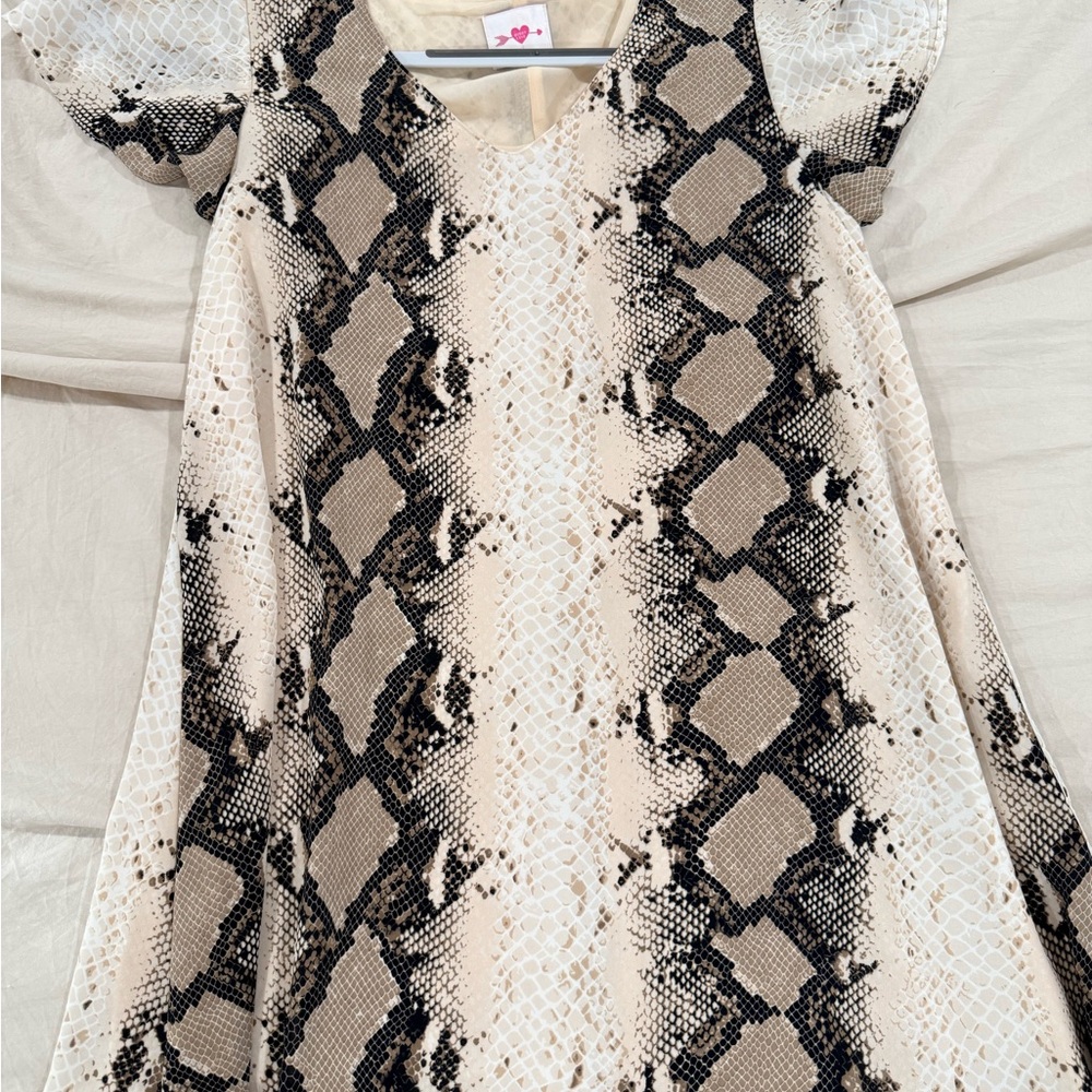 Neutral Snake Print Shift Dress